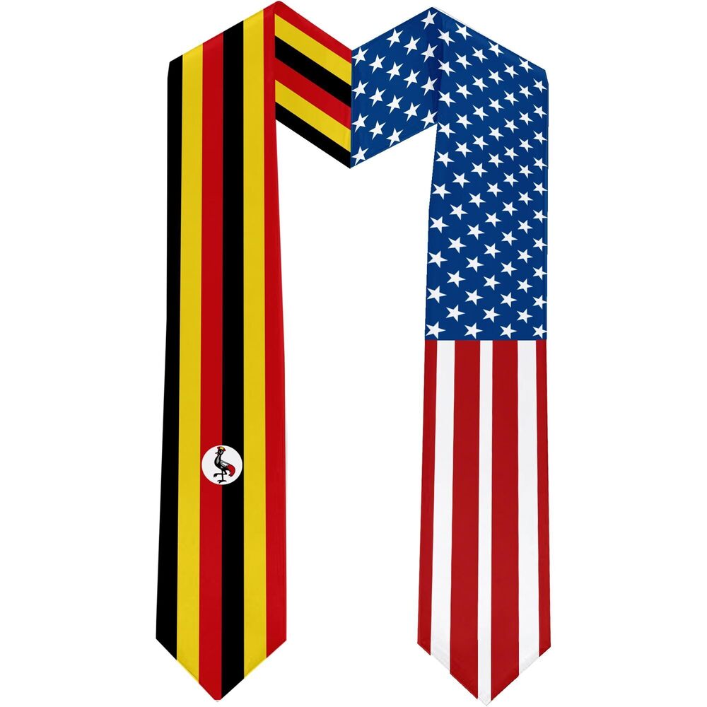 1932 2025 Uganda Flag and USA Flag Graduation Stole Graduation Sash